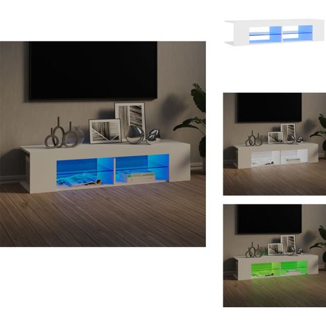 TV-Schrank mit LED-Leuchten Weiß 135x39x30 cm - TV Schrank - Holzwerkstoff Möbel - Weißer TV Stand - LED Beleuchtung - Wohnzimmer Dekoration (1/5)