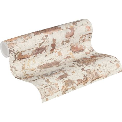 Papier peint brique marron et blanc Papier peint brique Papier peint intissé et embossé Idéal pour salon (1/5)
