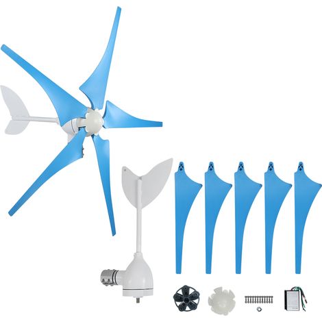Éolienne 300W DC24V NE-300S6 avec 5 pales et contrôleur de charge pour lampadaires solaires, kit générateur éolien complet (1/5)