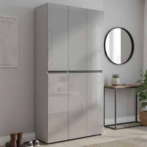 Schuhregal Diva, Schuhschrank 20 Ebenen, 34x122x200h cm Grau (1/4)