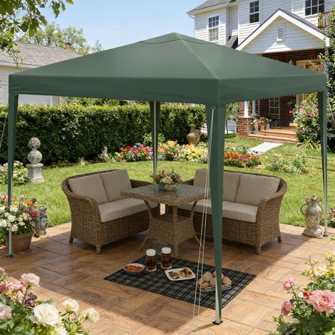 Toldo de jardín plegable 3 x 3 m, altura regulable, verde HAVRYA (1/5)