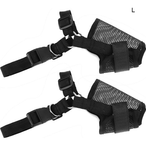Muselière Pour Chien - Maille Respirante Anti-Morsure - Ajustable Avec Velcro - Pour Promenade Et Soins - Lot De 2 Pièces Taille L (1/5)