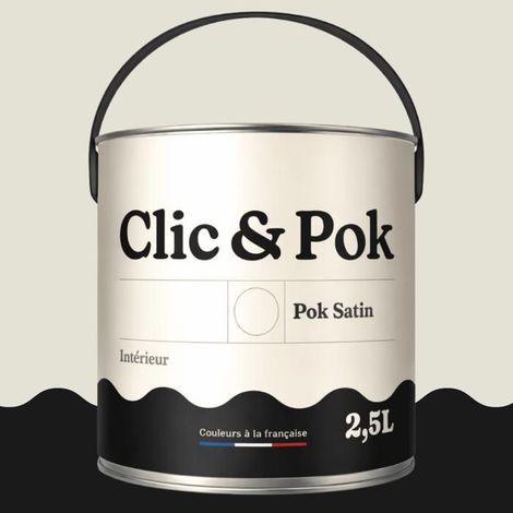 POK SATIN Peinture Mur Plafond – Intérieure Satinée, Lessivable, Multisupport - Lin Clair - 2,5L