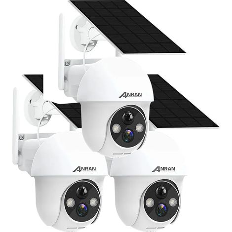 ANRAN 3 unidades Cámara de vigilancia exterior 2K HD 3MP Panel Solar exterior inalámbrica Detección PIR Compatible con Alexa y Google Home, Q01 (1/5)