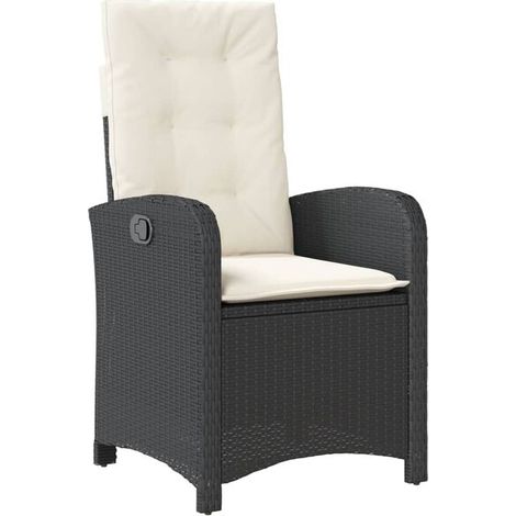 Fauteuil inclinable en résine tissée noire avec coussins (1/5)