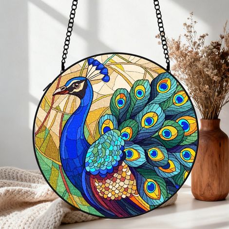 Décoration vitrail hibou attrape-soleil 12,5 cm suspension fenêtre élégante cadeau maman (1/5)