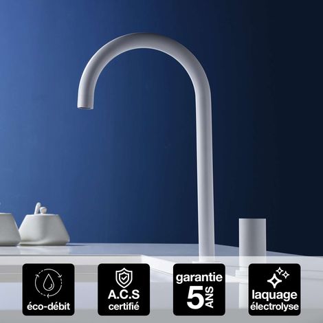 Robinet Mitigeur de Cuisine anti-calcaire Blanc Mat IMEX MANACOR GCM001/BL (1/4)