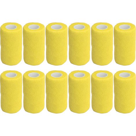 12 pièces/Vente de bandages de parage de sabots pour vaches laitières, bandages de parage de sabots, tissu non tissé, bandages auto-adhésifs pour bovins, ruban adhésif jaune pour sabots. (1/5)