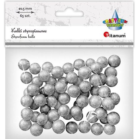 Bolas de espuma de poliestireno de 15 mm, 65 unidades, color plata