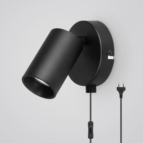 APEX Applique murale rétro GU10 pour chambre à coucher, orientable à 350°, noire, ampoule non incluse (1/5)