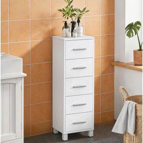 Mobile da bagno 30x30x95 cm in legno bianco con contenitore FloraGrace (1/5)