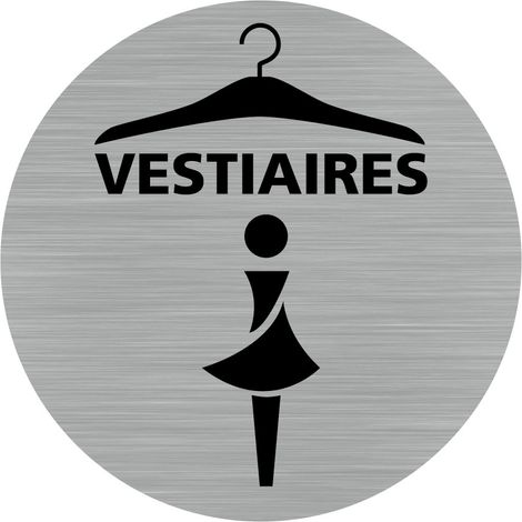 Pictogramme Vestiaires Femmes (Q0459).- Plaque aluminium brossé - Diamètre 76 mm