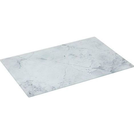 Planche à Découper en Verre Effet Marbre - Blanche - 30 x 20 cm - Multi-Usage, Anti-Rayures - Pour Cuisine, Protège Plan de Travail (1/3)
