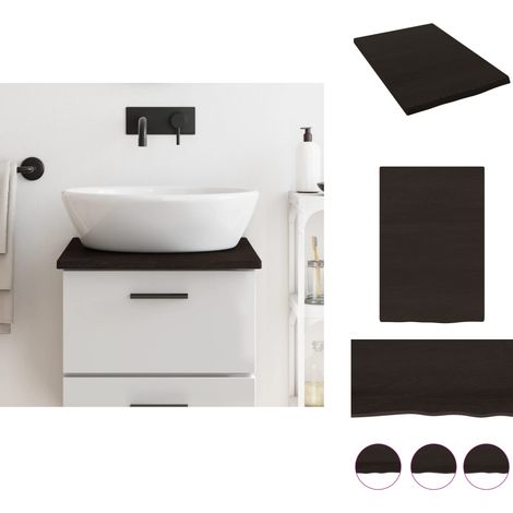 Comptoir de salle de bain marron foncé 40x60x2 cm bois traité - Comptoir De Salle De Bain - Comptoir En Bois - Plan De Travail Salle De Bain - Meuble Lavabo - Décoration Salle De Bain (1/5)