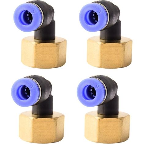 Raccord pneumatique coudé à 90° PLF avec filetage intérieur. Raccord pneumatique pour une insertion rapide du tuyau. Raccord pour air comprimé – Lot de 4 (6 mm x 3/8"). (1/5)