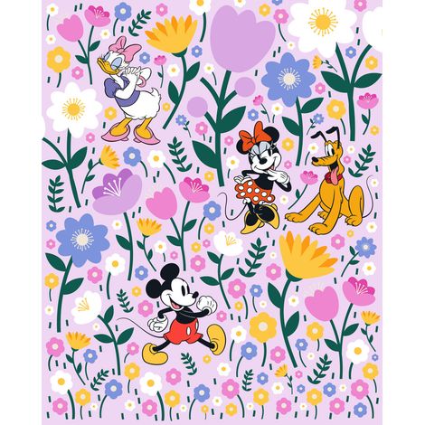 Papier peint panoramique - Disney Mickey Mouse and Minnie Mouse Botanical Spring - Taille: 200 x 250 cm