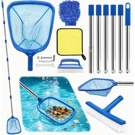 Swimming Pool Net with Telescopic Handle 254 cm, Extra Fine Mesh Pool Net with Pool Brush, Swimming Pool Cleaning Kit for Pools, Fountains, Pond Cleaning (1/5)