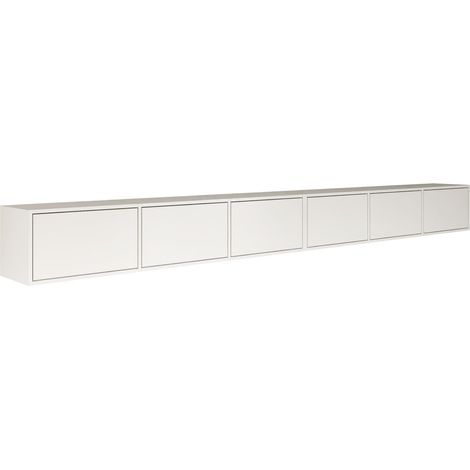 Selsey – Meuble TV mural 300 cm – 6 abattants – Panneau laminé avec bords ABS – Système push-to-open – Finition mate