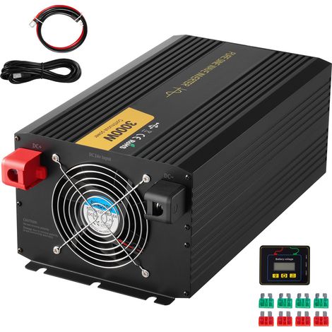 Mophorn Invertitore a Onda Sinusoidale Pura, 3000 W Invertitore di Potenza, DC 24 V a AC 230 V Invertitore per Auto con Schermo LCD Porta USB, Telecomando, per Camper Sistema Solare Viaggio Campeggio