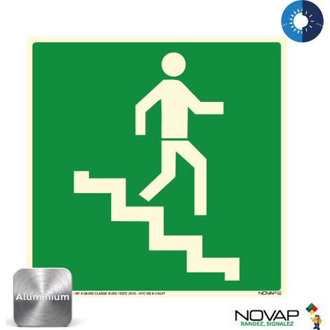 Panneau photoluminescent Escalier de descente - Alu 200x200mm - 4013053