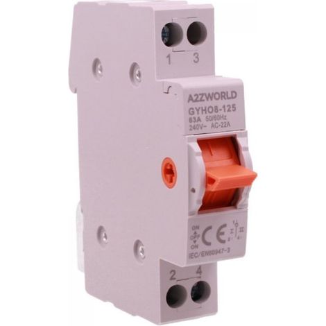 Commutatore di Rete Manuale I-0-II, 63A AC 220/380V, per Rete Principale e Alimentazione di Riserva, Disponibile 1P 2P 4P (1P)