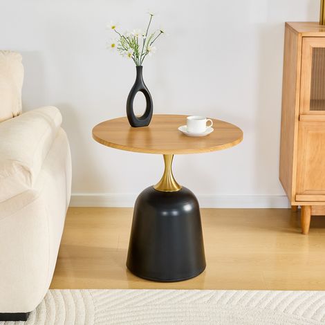 Tavolo rotondo da soggiorno in melamina effetto legno OKMYHOME (1/5)