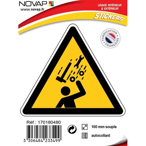 Panneau Danger Chute d'objets - adhésif Triangle 100mm - 4233499