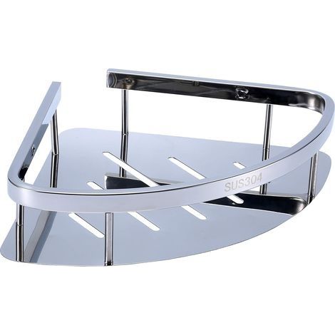 Tablette d'angle pour douche en acier inoxydable 304 – Ventouse triangulaire – Drainage efficace – 22 x 7 cm pour salle de bain et cuisine – (1/4)