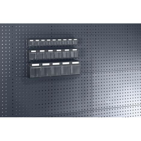 Klarsichtmagazin B600xT68xH78 mm mit 9 Kästen für Lochplatten (1/2)