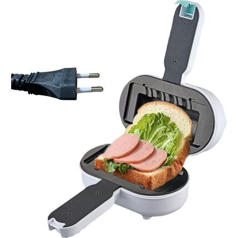 Grille-à Sandwich Petit-Déjeuner, Presse-Sandwich Demi-Portion, Gaufrier Grillé, Pour Préparation de Gaufres, Fromage, Hamburger - Idéal Petit Déjeuner, Déjeuner, Dîner - Cuisine Maison, (1/5)