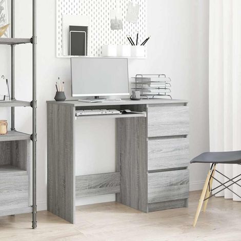 vidaXL Escritorio de madera contrachapada gris Sonoma 90x45x76 cm (1/5)