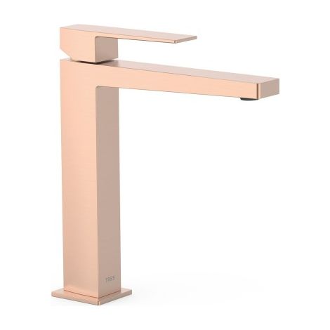 Mitigeur haut pour lavabo Slim Or Rose Mat 24K - TRES 20210303OPM