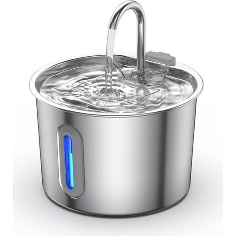 Katzenbrunnen Luxus-Trinkbrunnen aus Edelstahl für Katzen und Hunde 2 2 l Flüsterleise 28 dB Mit Wasserstandsanzeige und LED Edelstahl 304 2,2 l (1/5)