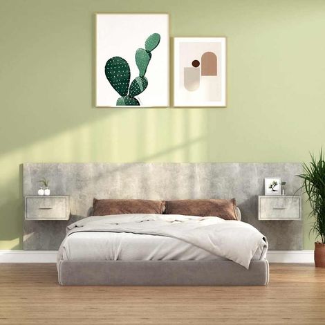 Tête de lit avec 2 tables de chevet murales Gris béton en bois d’ingénierie 160 cm - PANGIVO (1/5)