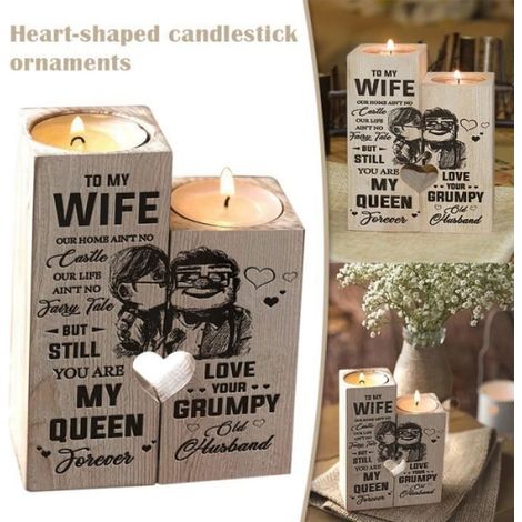 Bougeoir En Bois - Forme Coeur - Pour Décoration Intérieure Et Cadeau - Ensemble De 2 Pièces (1/4)