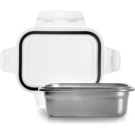 Boîte rectangulaire en acier inoxydable avec couvercle hermétique - 400 ml