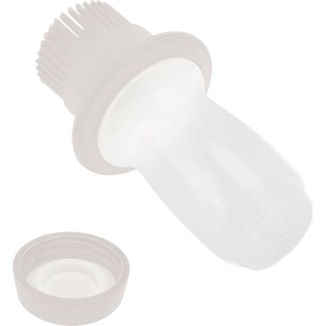 Flacon distributeur d'huile 60 ml en silicone alimentaire, à presser, avec pinceau, isolation thermique uniforme. Distributeur d'huile de cuisson gris et blanc. (1/5)