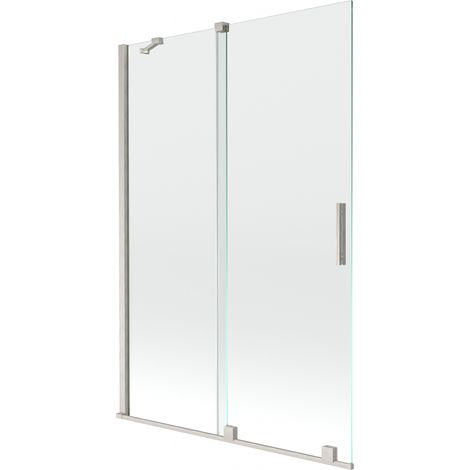 Paroi de baignoire coulissante à 2 panneaux Mexen Velar 120 x 150 cm, transparent, nickel brossé - 896-120-000-01-97 (1/2)