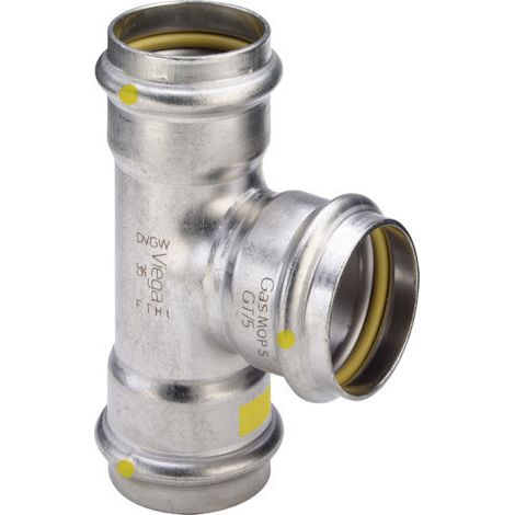 Viega Sanpress Inox G-T-Stück, d1 15, d2 15, d3 15 Stahl nichtrostend Modell 0218, 486457 (1/3)