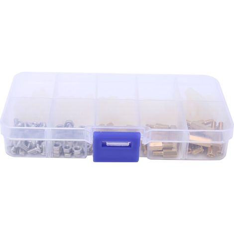 Kit d'assortiment de 180 vis et écrous hexagonaux en laiton, nylon/acier inoxydable, M3