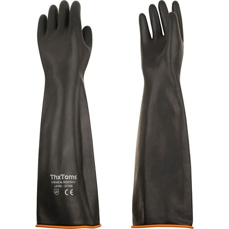Gants en Latex Résistants, Gants de Nettoyage, Noir 22" (1/5)