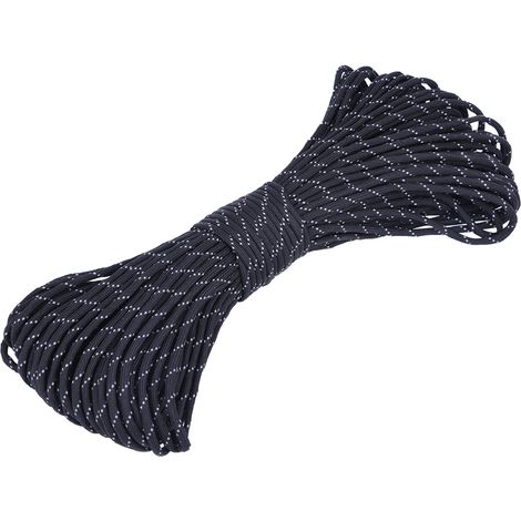 Corde Paracord Réfléchissante 31m - Câble 9 Brins Pour Camping Chasse Survie - Noir (1/5)