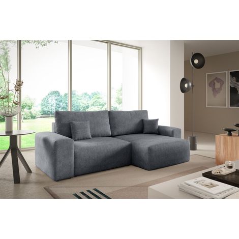 Ecksofa Schlafsofa Sofa ARONA XS in Stoff Centaur Dunkelgrau Ottomane Rechts