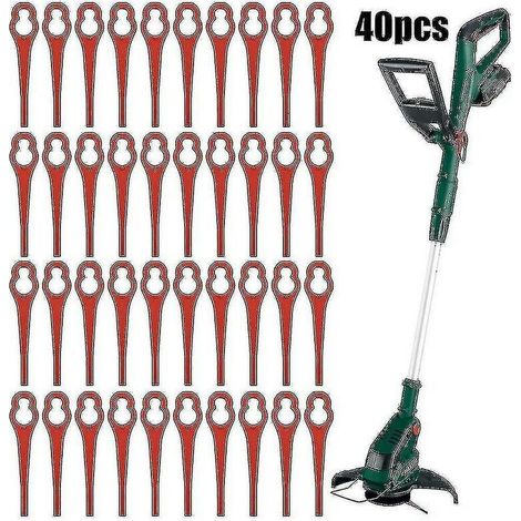 40 pièces lames de rechange pour Parkside Prta 20-lia1 Lidl Ian 3 46 91099406 coupe gazon lame de coupe en plastique rouge (1/4)