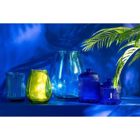 J-Line vase Stripe - verre - bleu - 20 cm de hauteur (1/2)