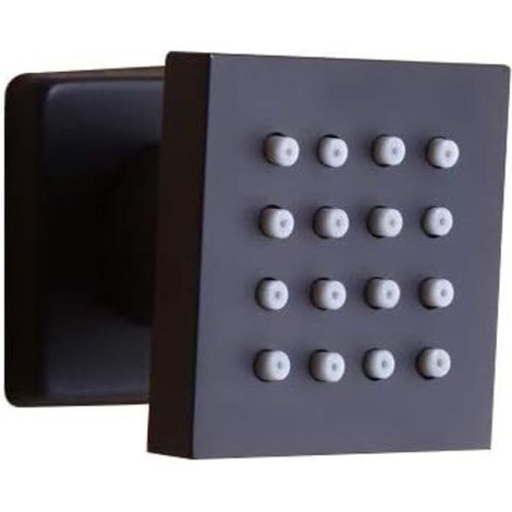 Ducha De Pared - 16 Chorros - Orientable - Forma Cuadrada - Acabado Negro Mate - Latón - 50 X 50 Mm - 1,5 Gpm (1/5)