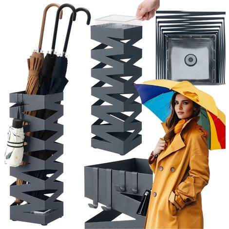 Portaombrelli traforato con gocciolatoio Loft GRIGIO + Ganci