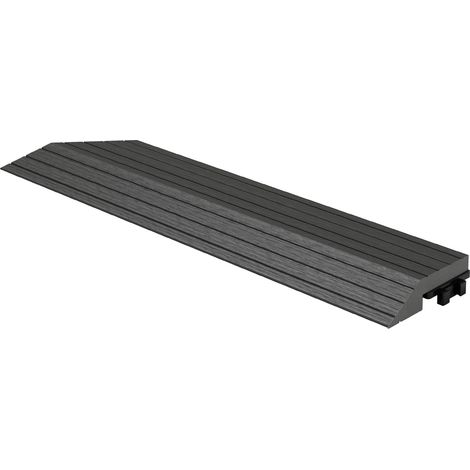 Ml-Design – Bordure de finition WPC coin gauche anthracite – Dimensions 38x2x7,5 cm – Antidérapante et résistante aux intempéries – Pour dalles de sol WPC