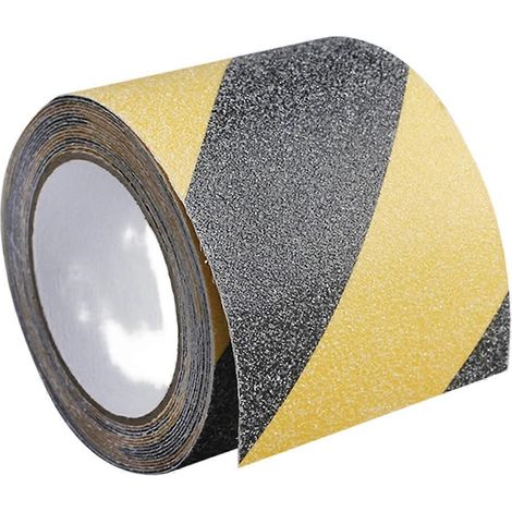 Bandes adhésives antidérapantes en PVC, rouleau, imperméables, pour intérieur et extérieur, compatibles avec les escaliers, les sols et la sécurité domestique. Couleurs : noir et jaune. (1/5)