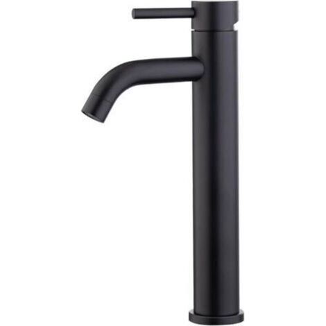 Mitigeur de lavabo à bec haut , mitigeur de raccordement eau chaude/froide , noir (1/3)